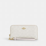 Coach Long Zip Around Wallet In Signature Canvas Gold White Chalk
