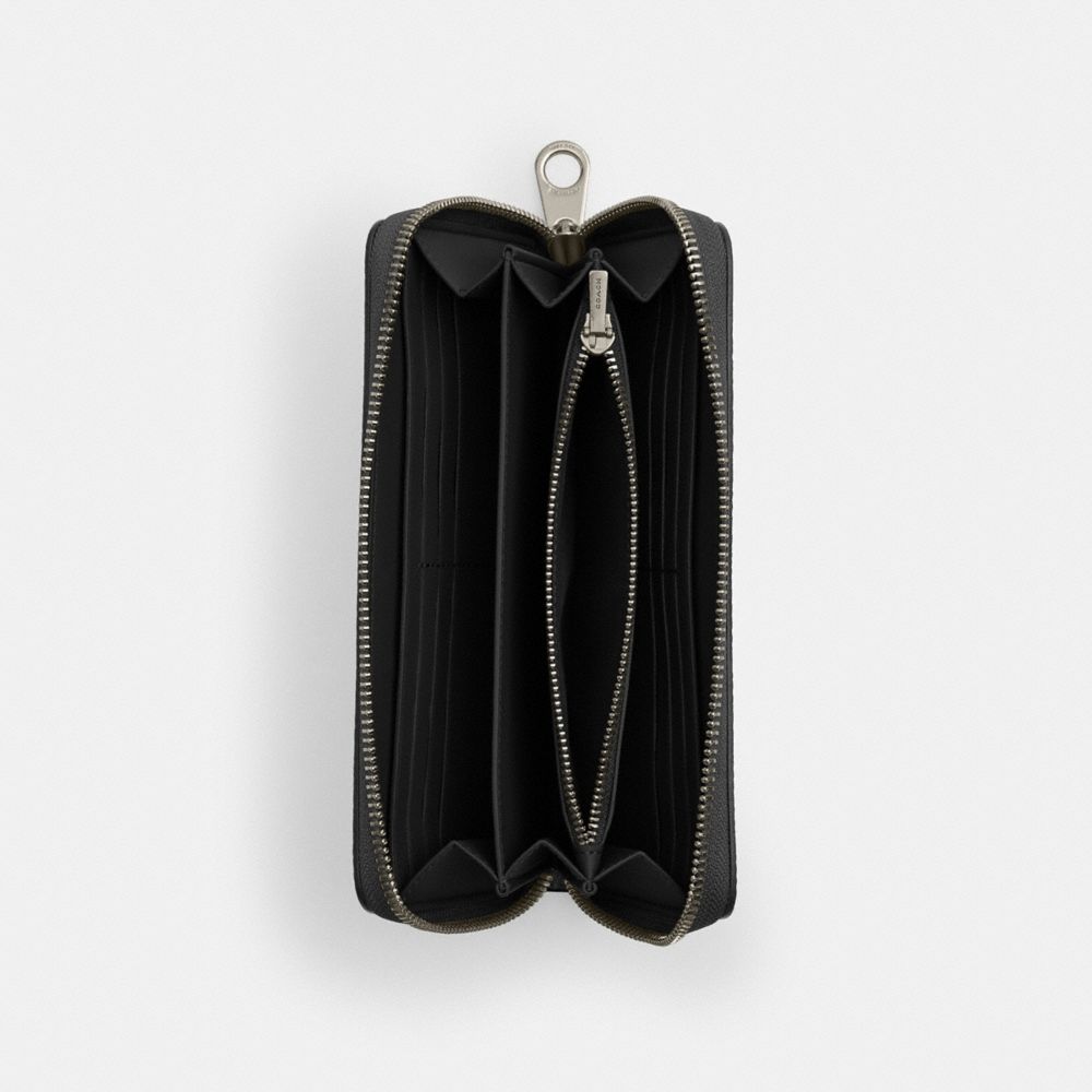 Coach Long Zip Around Wallet In Signature Canvas Gunmetal Charcoal Black