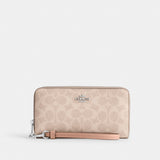 Coach Long Zip Around Wallet In Signature Canvas Silver Sand Taupe