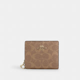 Coach Snap Wallet In Signature Canvas Gold Tan Brown