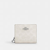 Coach Snap Wallet In Signature Canvas Silver White Chalk