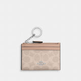 Coach Mini Skinny Id Case In Signature Canvas Silver Sand Taupe