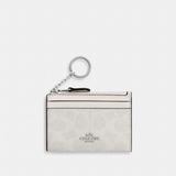 Coach Mini Skinny Id Case In Signature Canvas Silver White Chalk