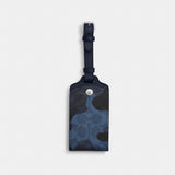 Coach Luggage Tag In Signature Camo Print Silver Blue Multi