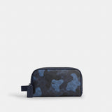 Coach Small Travel Kit In Signature Camo Print Silver Blue Multi
