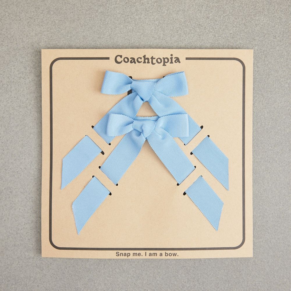 Coach Set Of Bows In 100% Recycled Polyester Light Blue