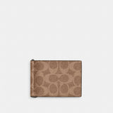 Coach Slim Money Clip Billfold Wallet In Signature Canvas Gunmetal Tan Black