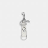 Coach Trigger Snap Bag Charm In Signature Canvas Silver White Chalk