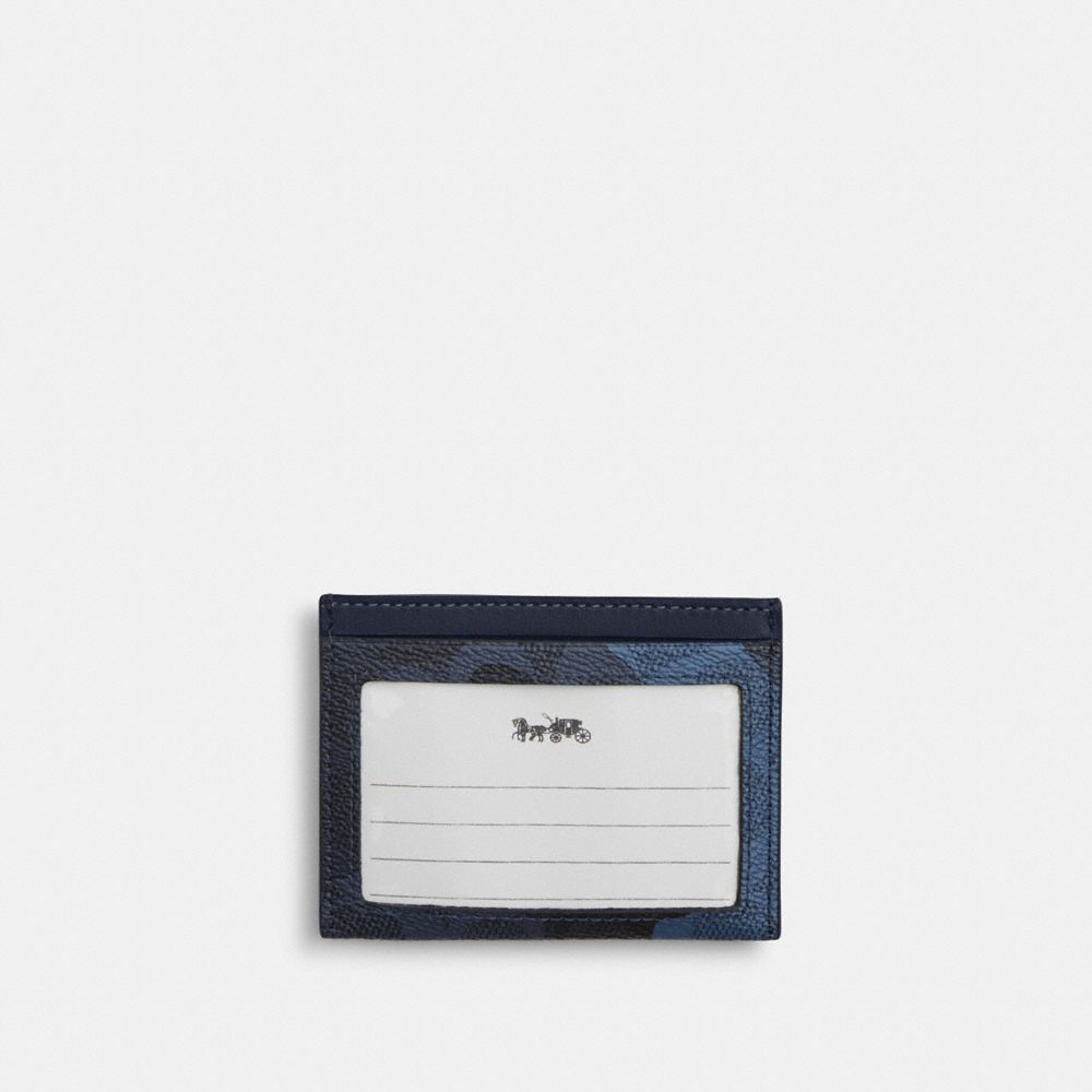 Coach Slim Id Card Case In Signature Camo Print Blue Multi