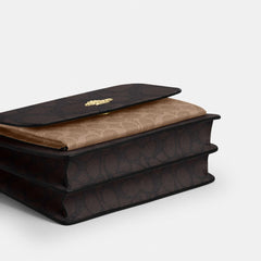 Coach Klare Crossbody Bag In Blocked Signature Canvas Gold Walnut Tan