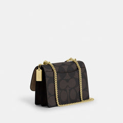 Coach Klare Crossbody Bag In Blocked Signature Canvas Gold Walnut Tan