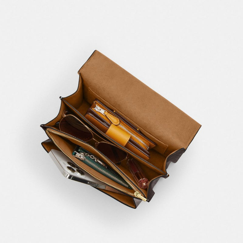 Coach Klare Crossbody Bag In Blocked Signature Canvas Gold Walnut Tan