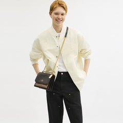 Coach Klare Crossbody Bag In Blocked Signature Canvas Gold Walnut Tan