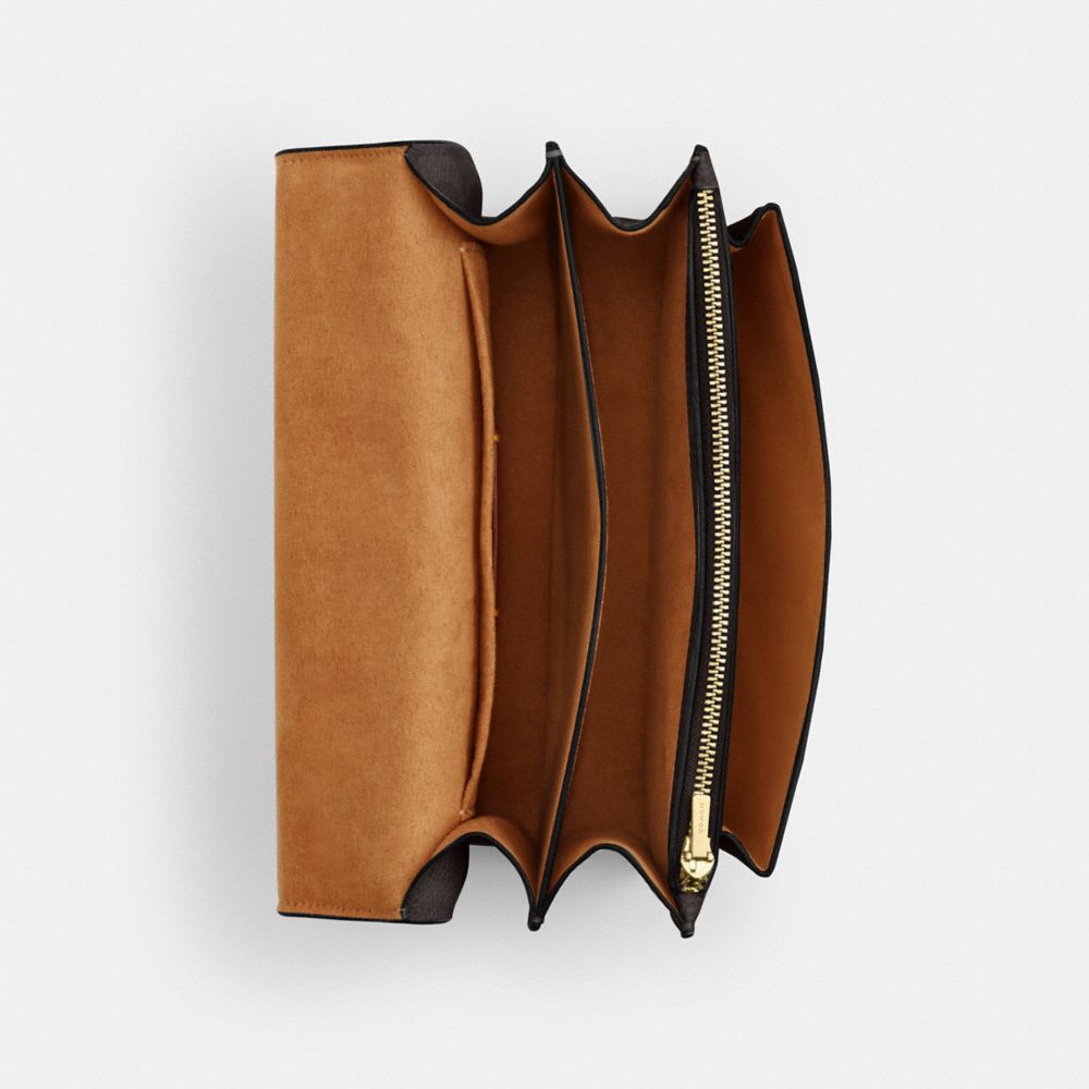 Coach Klare Crossbody Bag In Blocked Signature Canvas Gold Walnut Tan