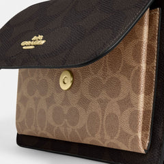 Coach Klare Crossbody Bag In Blocked Signature Canvas Gold Walnut Tan