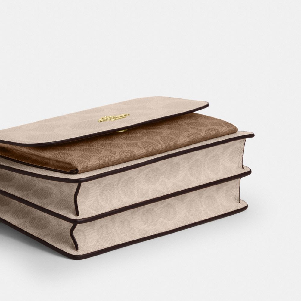 Coach Klare Crossbody Bag In Blocked Signature Canvas Gold Sand Tan