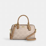 Coach Rowan Satchel Bag In Blocked Signature Canvas Gold Sand Tan