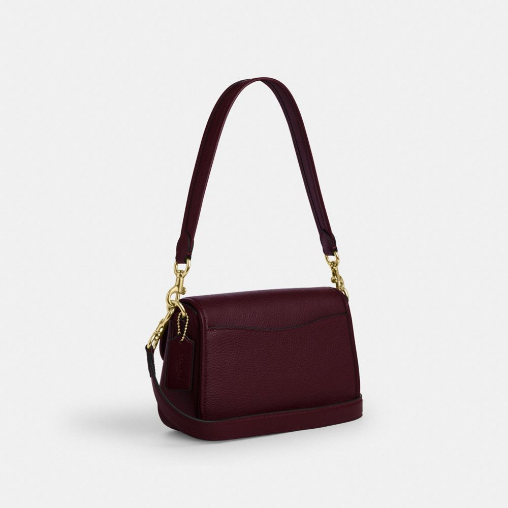 Coach Hadley Shoulder Bag Gold Dark Wine