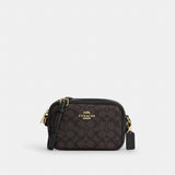 Coach Mini Jamie Camera Bag In Signature Canvas Gold Walnut Black