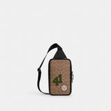 Coach Sullivan Pack In Signature Canvas With Patches Gunmetal Tan Multi