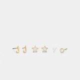 Coach J Initial Stud Earrings Set Gold White
