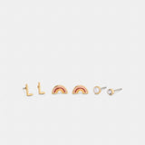 Coach L Initial Stud Earrings Set Gold Multi