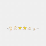 Coach R Initial Stud Earrings Set Gold Yellow