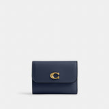 Coach Essential Card Holder Wallet Brass Navy