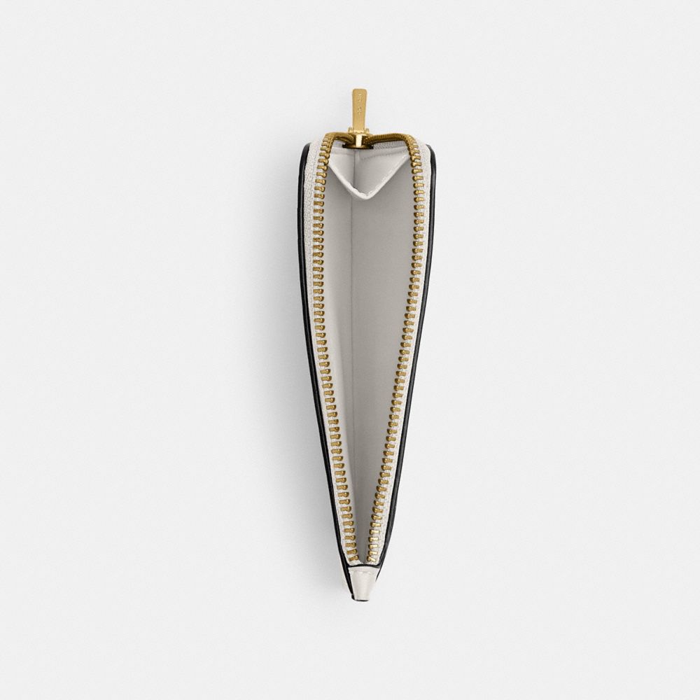 Coach New York Zip Card Case Brass Chalk