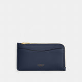 Coach New York Zip Card Case Brass Navy
