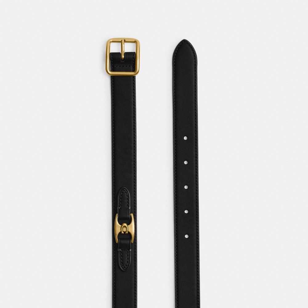 Coach Classic Buckle Belt With Hip Detail, 25 Mm Brass Black