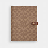 Coach Notebook In Signature Canvas Gold Tan Brown
