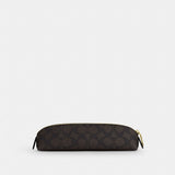 Coach Pencil Case In Signature Canvas Gold Walnut Black