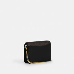 Coach Mini Wallet On A Chain In Signature Canvas Gold Walnut Black