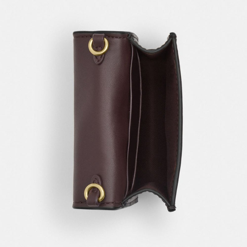 Coach Mini Wallet On A Chain In Signature Canvas Gold Walnut Black