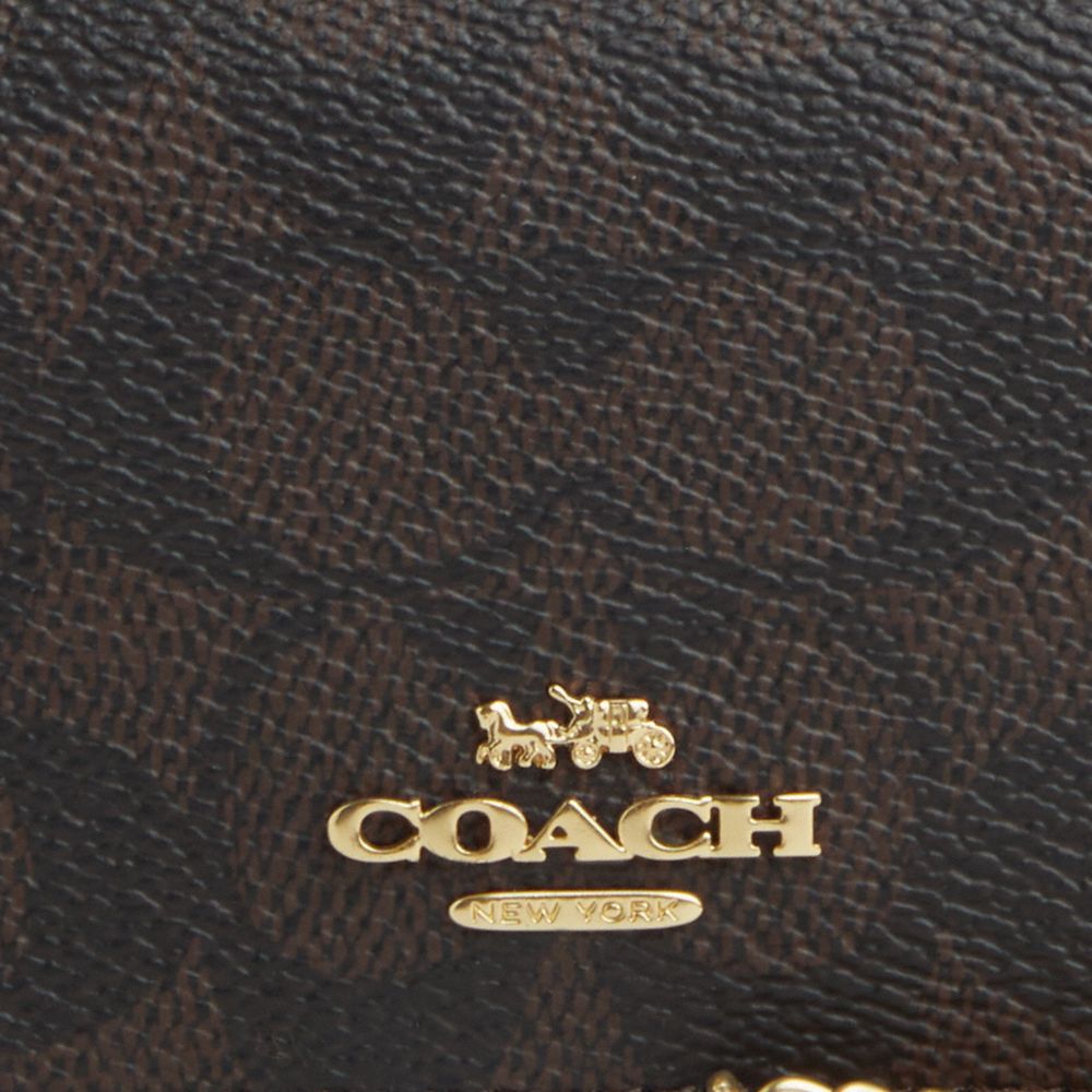 Coach Mini Wallet On A Chain In Signature Canvas Gold Walnut Black