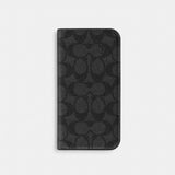 Coach Iphone 16 Pro Max Folio In Signature Canvas Charcoal