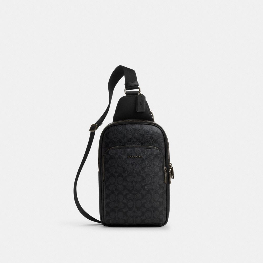 Coach Ethan Pack In Signature Canvas Gunmetal Charcoal Black