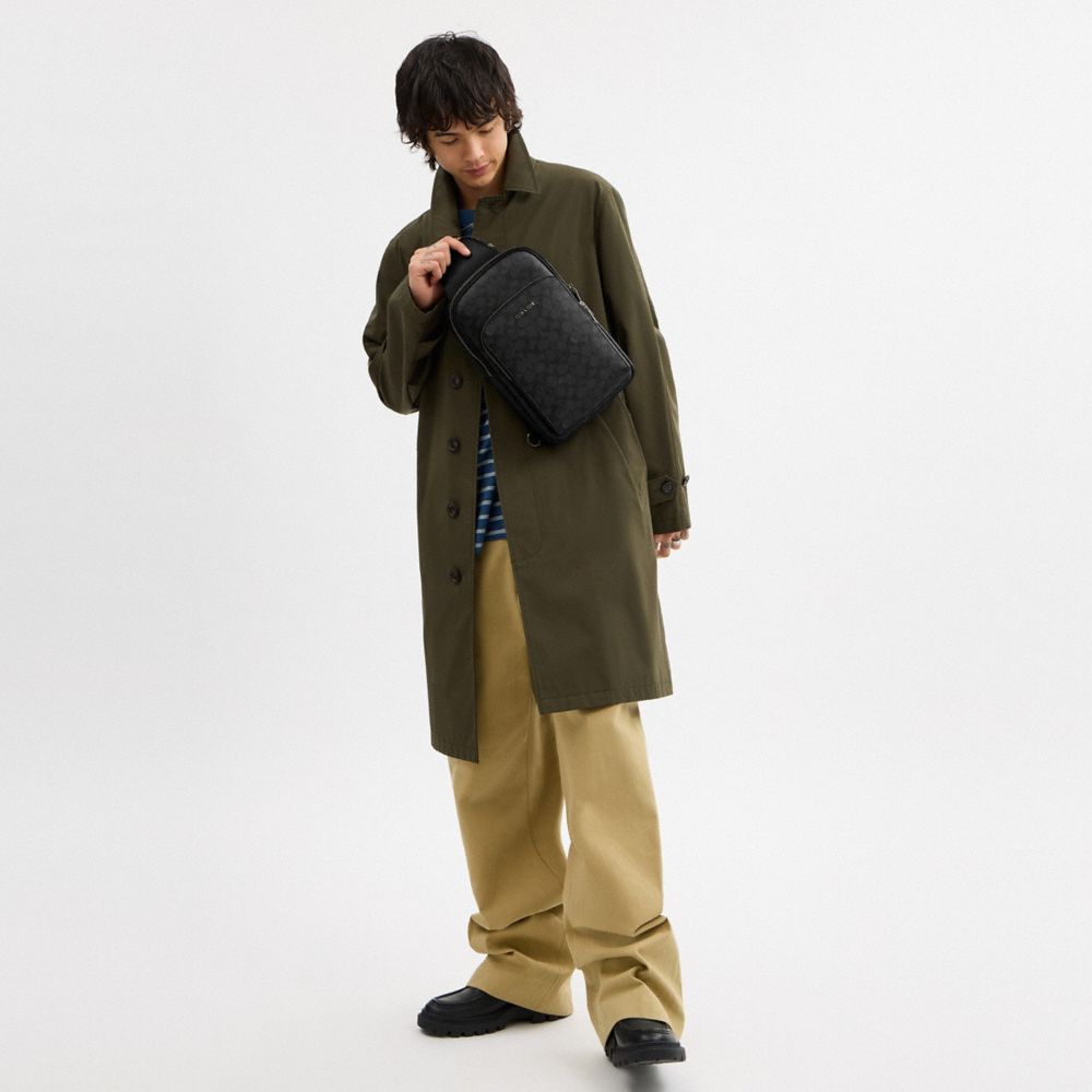 Coach Ethan Pack In Signature Canvas Gunmetal Charcoal Black