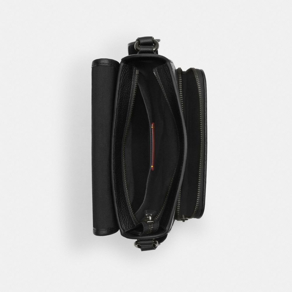 Coach Sullivan Flap Crossbody Bag In Signature Canvas Gunmetal Charcoal Black