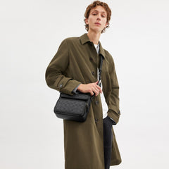 Coach Sullivan Flap Crossbody Bag In Signature Canvas Gunmetal Charcoal Black