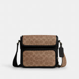 Coach Sullivan Flap Crossbody Bag In Signature Canvas Gunmetal Tan Black