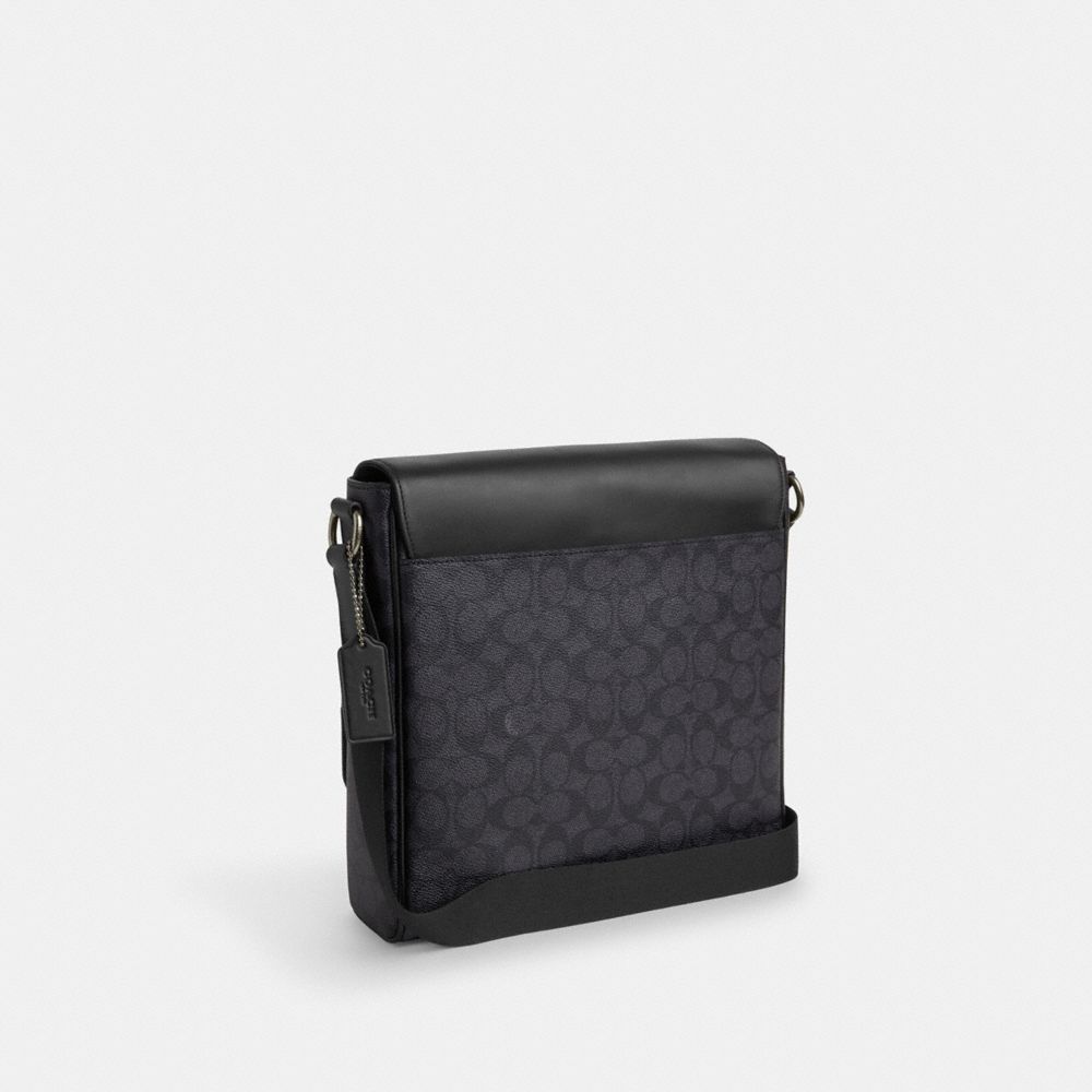 Coach Houston Map Bag In Signature Canvas Gunmetal Charcoal Black