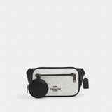 Coach Elias Belt Bag In Signature Canvas Gunmetal Chalk Black