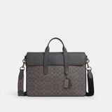 Coach Sullivan Portfolio Brief In Signature Canvas Gunmetal Grey Charcoal