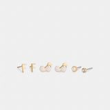 Coach F Initial Stud Earrings Set Gold White