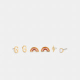 Coach G Initial Stud Earrings Set Gold Multi