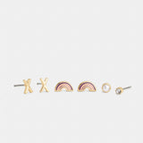 Coach X Initial Stud Earrings Set Gold Purple