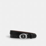 Coach Buckle Cut To Size Belt, 25 Mm Silver Black Maple