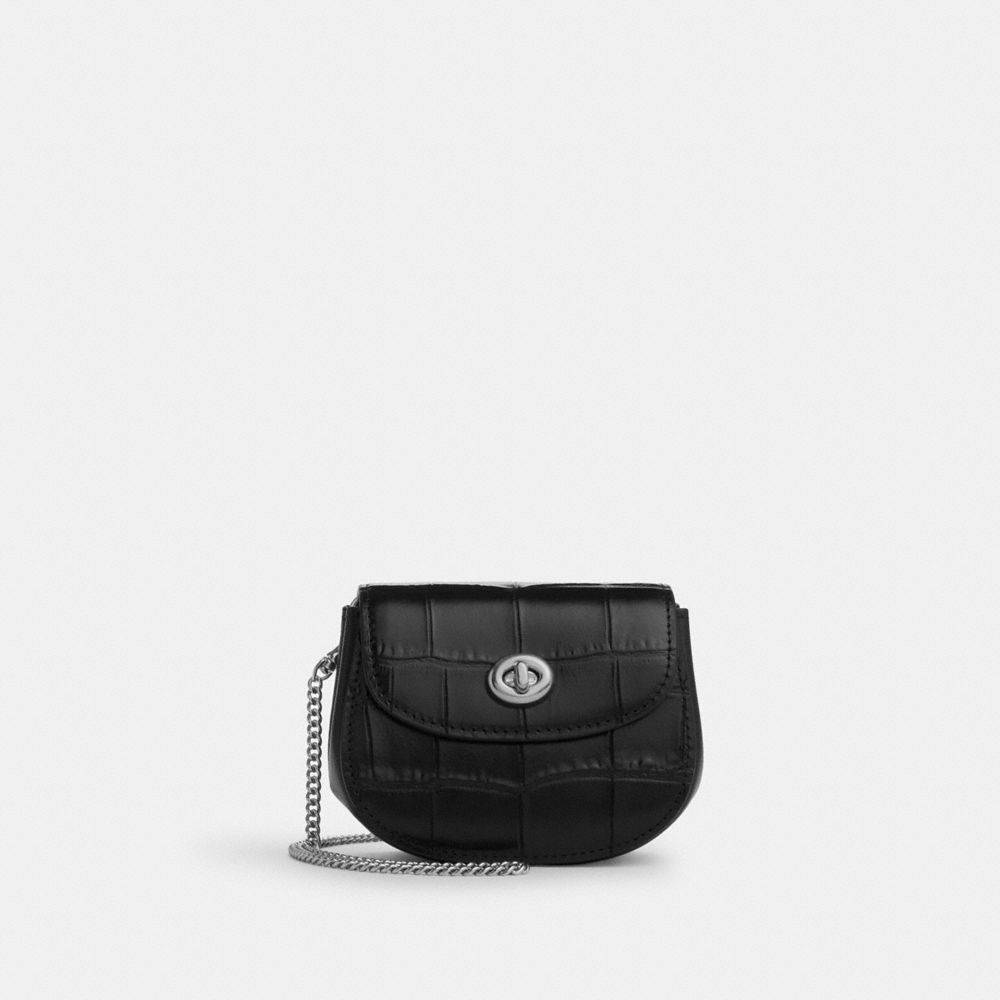Coach Turnlock Card Case Silver Black